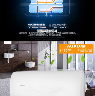 奧普(AUPU) DSZF-E2 40L電熱水器 雙膽速熱，纖薄設計，高效制熱